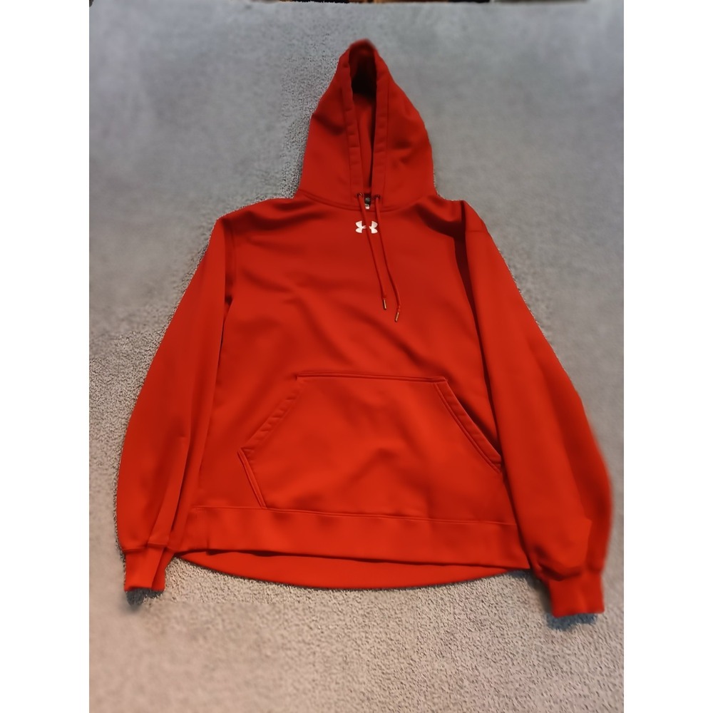 Under Armour Hoodie Men's Medium M Red Fleece Pullover Sweatshirt Kangaroo Pocke